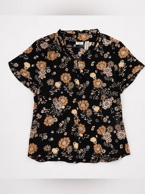 Covington Vintage 90s Women’s Floral Button-Up Ruffle Blouse Size 16